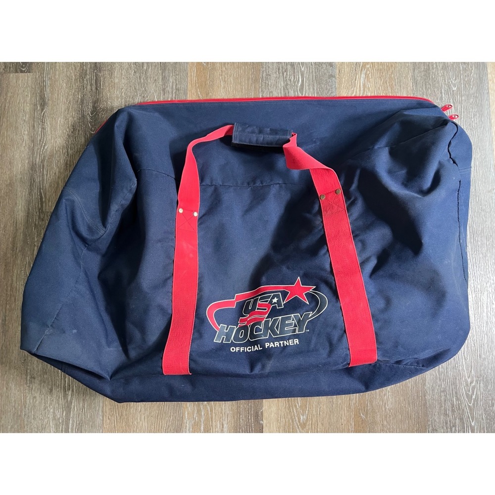 Nike USA Hockey Duffel Bag Unisex Extra Large Navy Blue Red Equipment Gear Bag